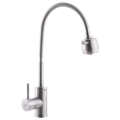 Змішувач для кухні Zerix SUS-011 з гнучким виливом ZX3125 Нержавіюча сталь - фото 1