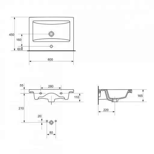 Умывальник мебельный Cersanit Como 60 см K32-011 30412 - фото 3