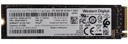 Накопичувач SSD WD M.2 NVMe 512Gb Western Digital SN730 (SDBQNTY-512G-1001) Б/в - фото 1
