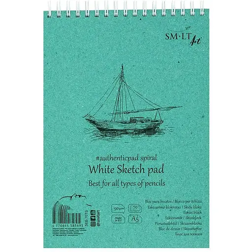 Альбом для ескізів на спіралі SM-LT Art Authentic 90г/м2 70л білий колір - фото 2