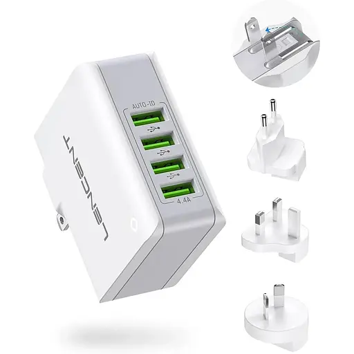 Зарядний пристрій Lencent Multiple USB, [22W/4.4A] 4-портовий