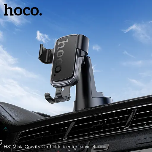 Автотримач для телефона HOCO H81 Vista Gravity Car holder (center console) Black Metal Gray - фото 8