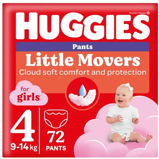Уценка. Подгузники-трусики для девочек Huggies Pants 4 (9-14 кг) 72 шт. - фото 1