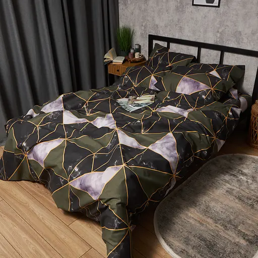 Комплект постельного белья Moon&Star Микросатин Premium Golden Marble King Size 220x240 наволочки 4х70х70 - фото 5