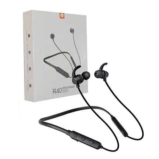 Навушники бездротові WUW R40 Bluetooth стереогарнітура чорна - фото 4