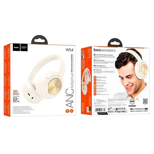 Наушники Hoco Young BT headphones W54 BT5.4, ANC, AUX, USB-C, 30h - фото 2