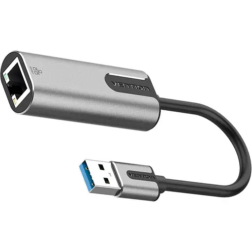 Адаптер Vention USB 3.0-A to Gigabit Ethernet Adapter Gray 0.15M Aluminum Alloy Type (CEWHB) - фото 2