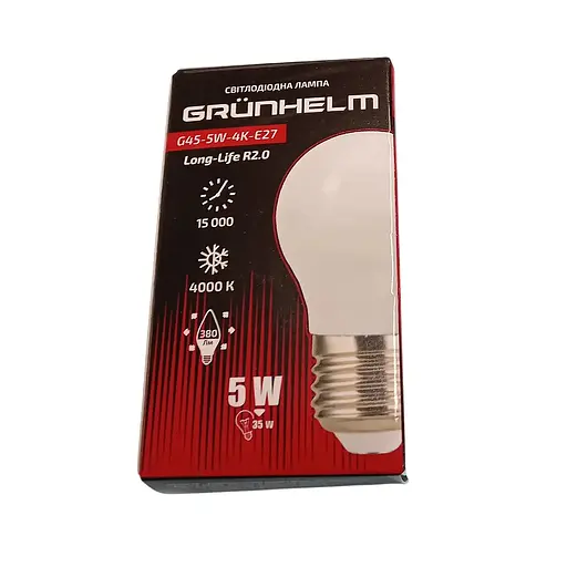 Лампа LED Grunhelm G45-5W-4K-E27 Long-Life R2.0 (149241) - фото 2