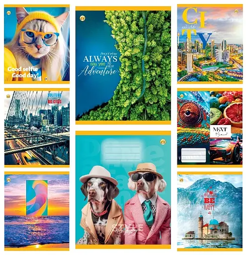 Тетради ученические 96 листов клетка Тверда Мікс 4, 10 шт. в упаковке