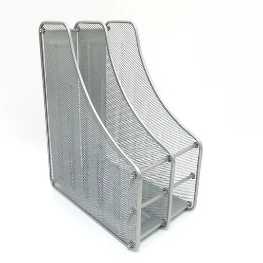 Лоток для бумаги металлический вертикальный Сетка, 2 секции, серебро