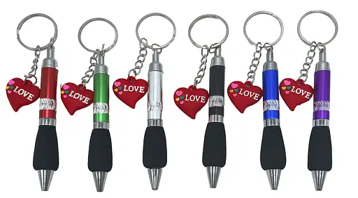 Брелок силиконовый с ручкой шариковой Сердце (в ассортименте)