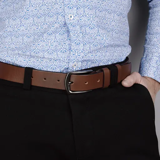 Ремень мужской кожаный Handycover НС-3428 XXL светло-коричневый (145 см) - фото 5