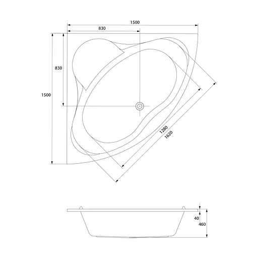 Ванна акрилова Cersant Venus 140x140 S301-038 - фото 3