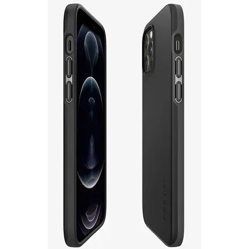 Оригинальный тонкий чехол Spigen для iPhone 12 Pro (6.1") Thin Fit Black ACS01696 - фото 4