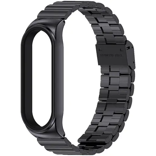 Ремінець MiJobs для фітнес-браслета Xiaomi Mi Band 3 та 4 металевий із застібкою чорний
