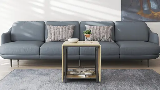 Стол журнальный трансформер Куб Комбо Ferrum-decor 540x532x500 Черный металл ДСП - Дуб Сонома 16 мм (FRD-105153)