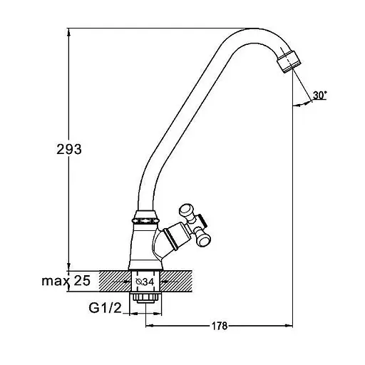 Змішувач для кухні Udis DTZ14-A827 монокран одновентильний 30412 - фото 3
