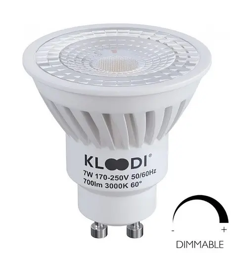 Лампа LED GU10 7W 3000К 700Lm DIM KLOODI KDGU10-7WSMD 3K 60D DIM - фото 1