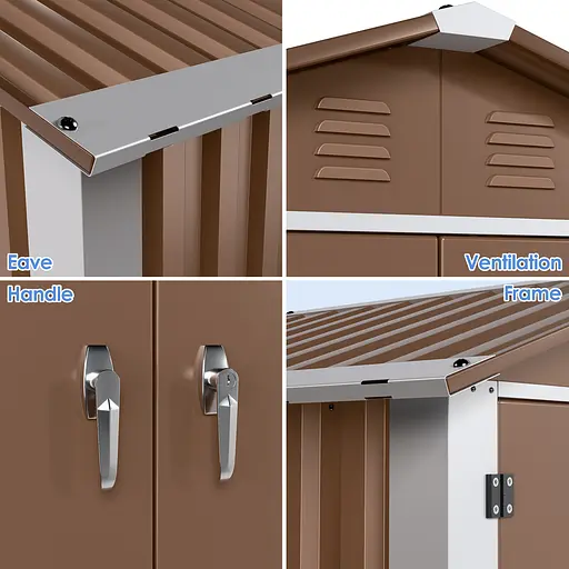 Хозблок-сарай металлический DS-01 с двускатной крышей 185х120х90 см Коричневый - фото 7