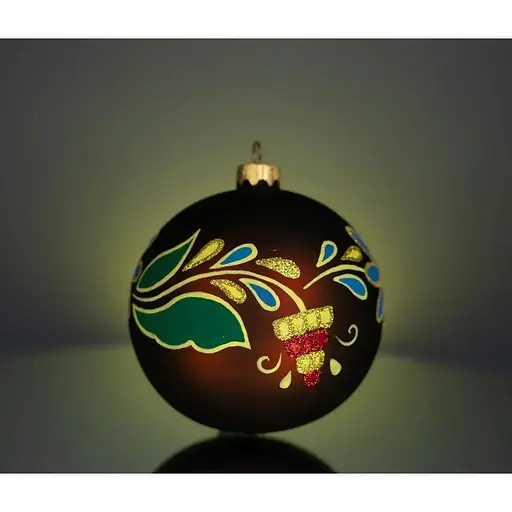 Набір ялинкових прикрас Різдвяні історії Опішнянський розпис 3 кулі скло (4820001154887) - фото 4