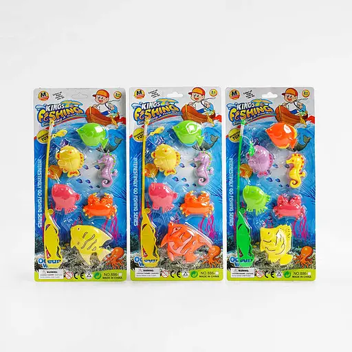 Риболовля з магнітом, 6 рибок, вудка, на листі, 31x14x3 см, 886-7-8-9-10 (В асортименті) - фото 2