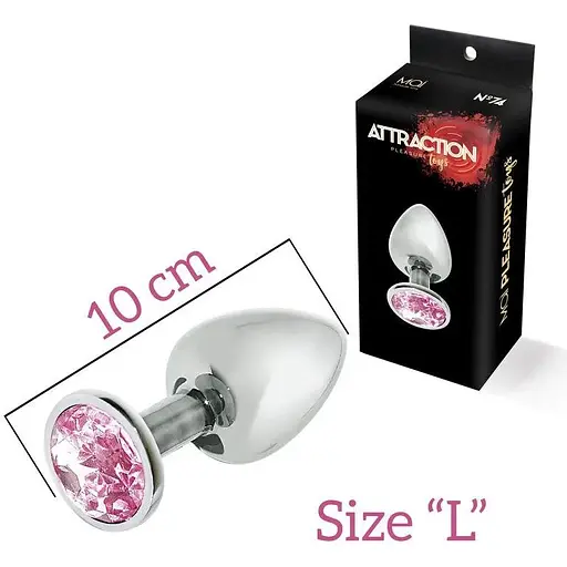Металева анальна пробка Mai Attraction Toys №74 з рожевим кристалом - фото 2
