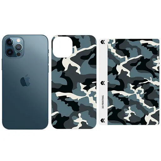 Захисна плівка SKLO Back (тил+грані ) Camo для Apple iPhone 12 mini (5.4) Блакитний / Army Blue