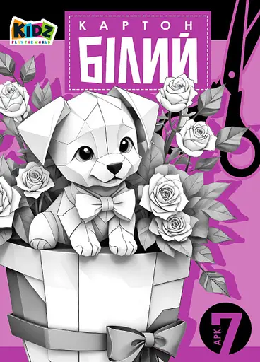 Набір картону білого, А4, 7 аркушів, кольорова папка, 25138