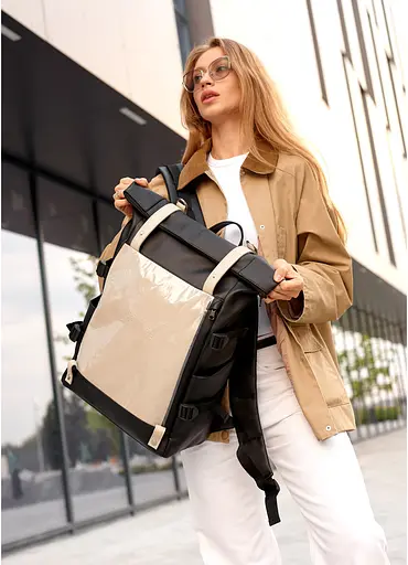 Жіночий рюкзак Sambag RollTop Hacking чорно-сірий 41 x 30 x 16 см (24460130) - фото 3