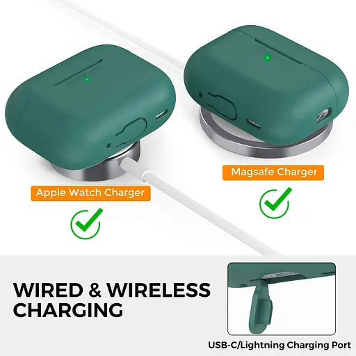 Чехол AhaStyle Colorful Silicone Case для AirPods Pro 2 Midnight Green (CP-187-2-C-PG) [133839] - фото 5
