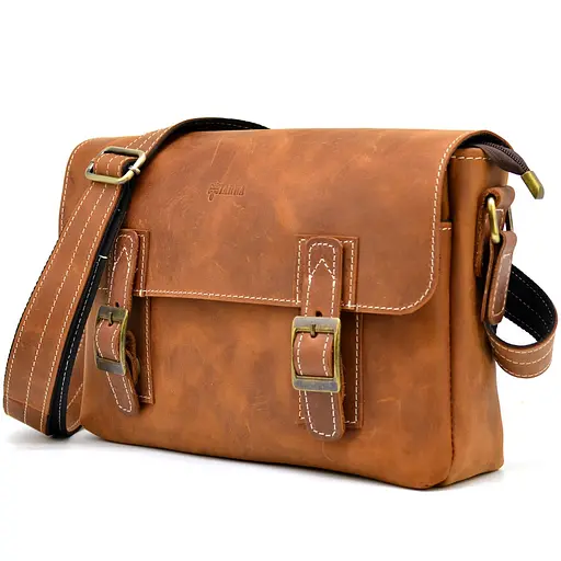 Кожаная мужская сумка через плечо TARWA 33х7х23 см sum0025881 - фото 1