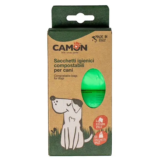 Пакети для собачих фекалій Camon біорозкладні (4 рулони x 15 шт.) (B530/2)