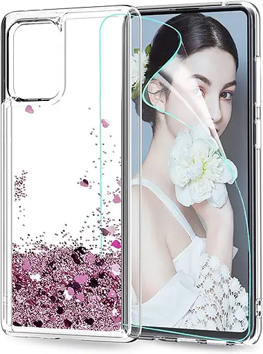 Чохол та захисна плівка для екрану LeYi для Samsung Galaxy A91, Дівчина з прозорим блискучим кристалом