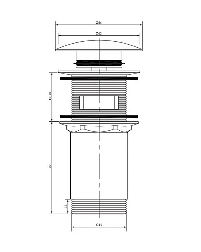Донний клапан Omnires click-clack copper A706CP, Золотий - фото 2