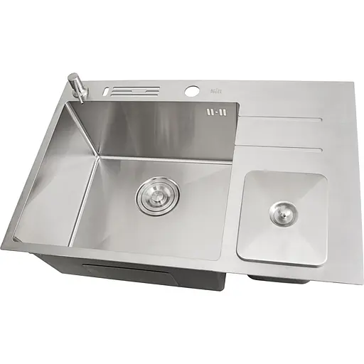 Кухонная мойка Nett NSM-7047 из нержавеющей стали со встроенной помойкой - фото 6