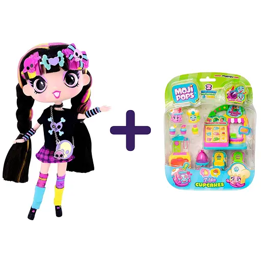 Набір: ігровий набір Moji Pops Капкейк-кафе + ігровий набір з лялькою Decora Girlz Fashion Луна з аксесуарами