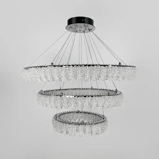 Кільцева кришталева люстра в хромі на 3 яруси 80+60+40 см | Арт. 33038-800+600+400 CH | Line F - фото 4