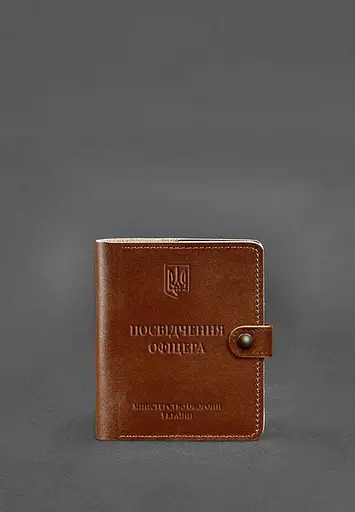 Кожаная обложка-портмоне для удостоверения офицера 11.0 светло-коричневая - фото 2