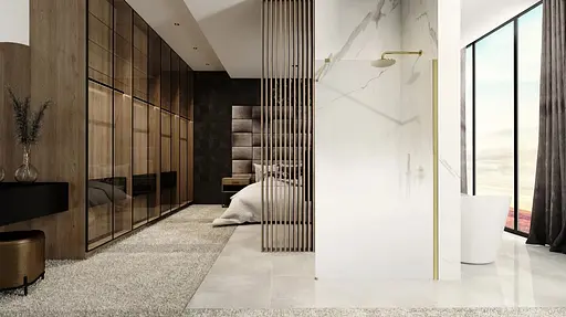 Душова стінка Rea Aero ombre 90 matt brushed gold REA-K2463, матовий, золотий - фото 5