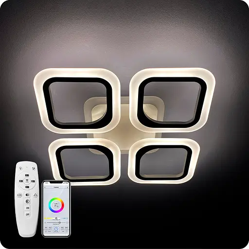 Люстра світлодіодна 517 Dlight 3color з пультом 50Вт Чорний (01607) - фото 1