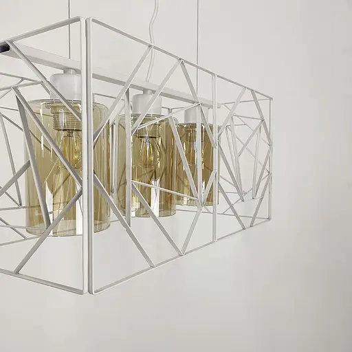 Світильник Лофт у білому корпусі на 3 янтарних плафони | Арт. 12120/3 WT+AM | Line F - фото 2