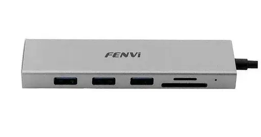 Хаб - док-станция 6-в-1 USB Fenvi F-C601H Type-C 3.1 - 1xUSB 3.0 + 2xUSB 2.0 + HDMI 4K + microSD/SD кабель 12 см алюминиевый - фото 1