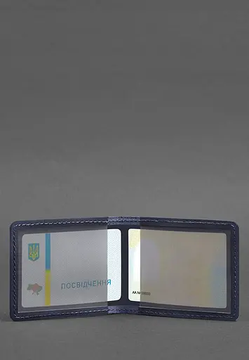 Кожаная обложка для удостоверения с гербом, синий Crazy Horse - фото 4