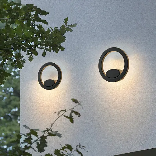 Фасадний чорний світильник круглої форми | Line F | Арт. 9008 - фото 3