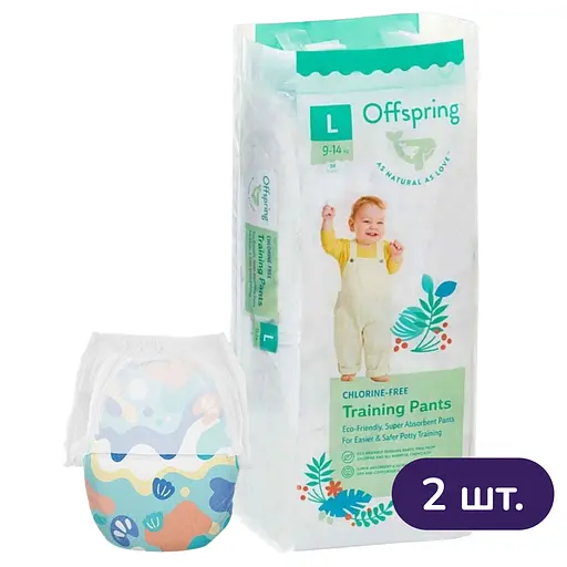 Подгузники-трусики Offspring Aquatic L (9-14 кг) 72 шт. (2уп. х 36 шт.) - фото 1
