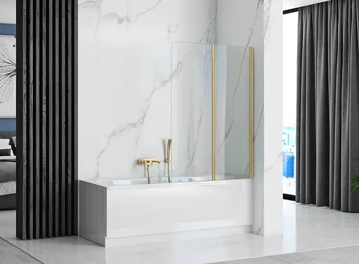 Шторка для ванни Rea Agat-2 80 brushed gold складана REA-W2500, Універсальна, прозорий, золотий - фото 2