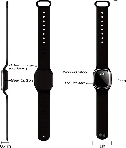 Wskvlcg Ультразвуковий годинник з репелентом від комарів, USB-перезаряджуваний браслет проти комарів, що підходить для дорослих - фото 2