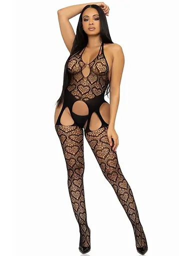 Бодистокинг с открытым доступом Leg Avenue Net suspender bodystocking One size Black кружево - фото 4