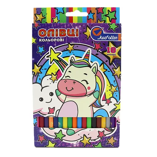 Олівці пластикові J. Otten Єдиноріг, 18 кольорів