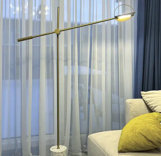 Торшер в золотистому кольорі корпусу з натуральним камінням | Арт. FSE 14 GD | Line F - фото 3